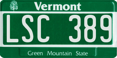 VT license plate LSC389