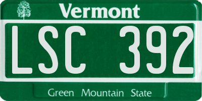 VT license plate LSC392