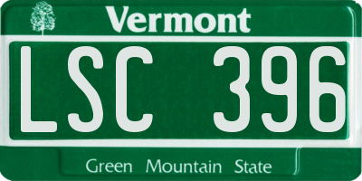 VT license plate LSC396