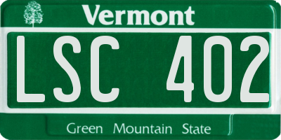 VT license plate LSC402