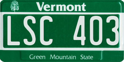 VT license plate LSC403
