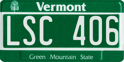 VT license plate LSC406