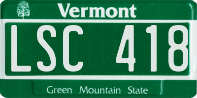 VT license plate LSC418