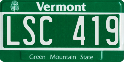 VT license plate LSC419