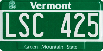 VT license plate LSC425