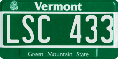 VT license plate LSC433