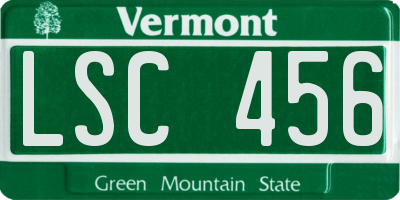 VT license plate LSC456