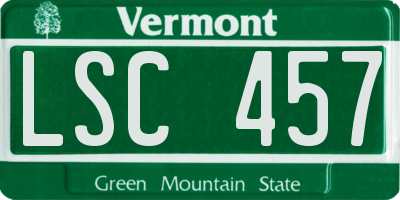 VT license plate LSC457