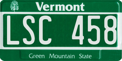 VT license plate LSC458