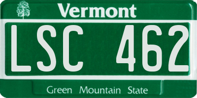 VT license plate LSC462