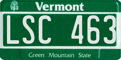VT license plate LSC463