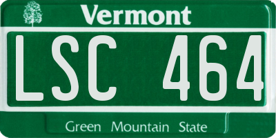 VT license plate LSC464