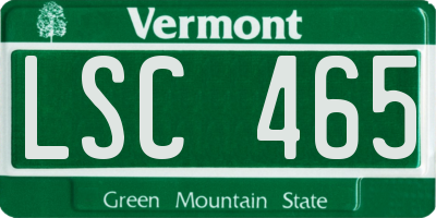 VT license plate LSC465