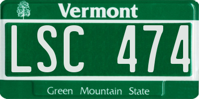 VT license plate LSC474