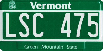 VT license plate LSC475