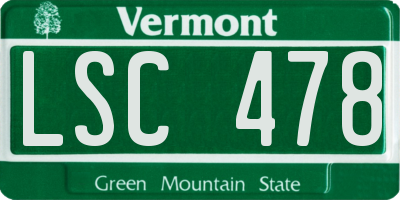 VT license plate LSC478