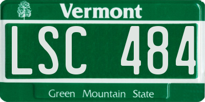 VT license plate LSC484
