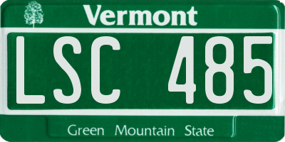 VT license plate LSC485