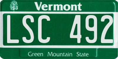 VT license plate LSC492