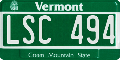 VT license plate LSC494