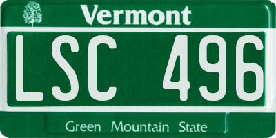 VT license plate LSC496