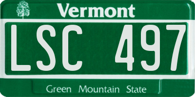 VT license plate LSC497