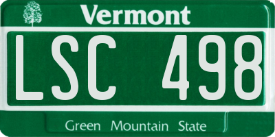 VT license plate LSC498