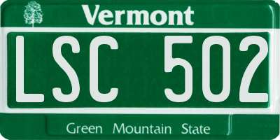 VT license plate LSC502