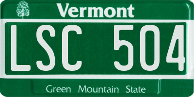 VT license plate LSC504
