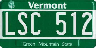VT license plate LSC512
