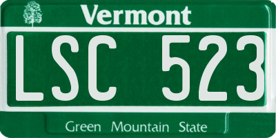 VT license plate LSC523
