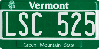 VT license plate LSC525