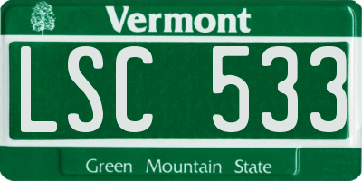 VT license plate LSC533
