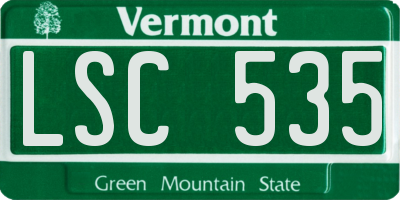 VT license plate LSC535