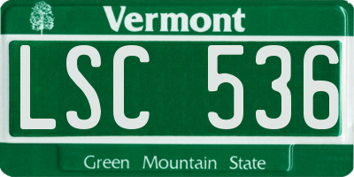 VT license plate LSC536