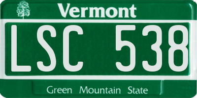 VT license plate LSC538