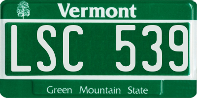 VT license plate LSC539