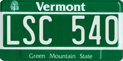 VT license plate LSC540