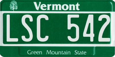 VT license plate LSC542