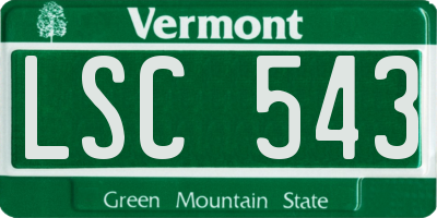VT license plate LSC543