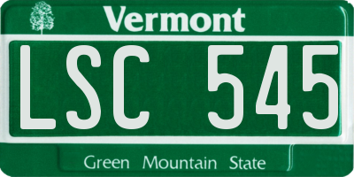 VT license plate LSC545