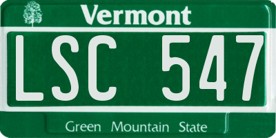 VT license plate LSC547
