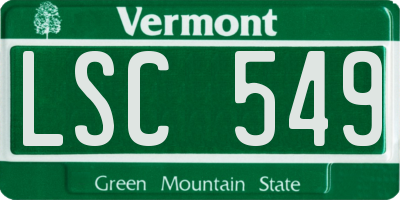 VT license plate LSC549