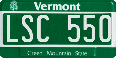 VT license plate LSC550