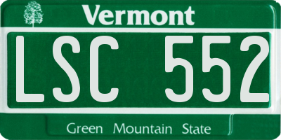 VT license plate LSC552