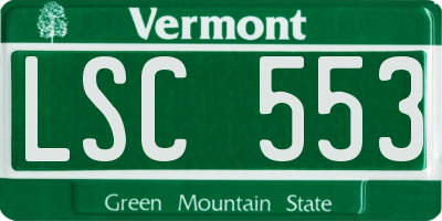 VT license plate LSC553