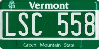 VT license plate LSC558