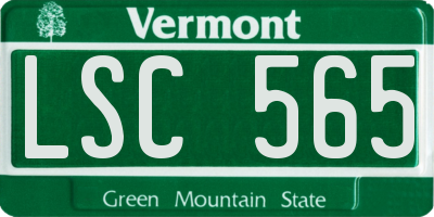 VT license plate LSC565