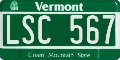 VT license plate LSC567