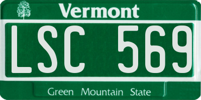 VT license plate LSC569